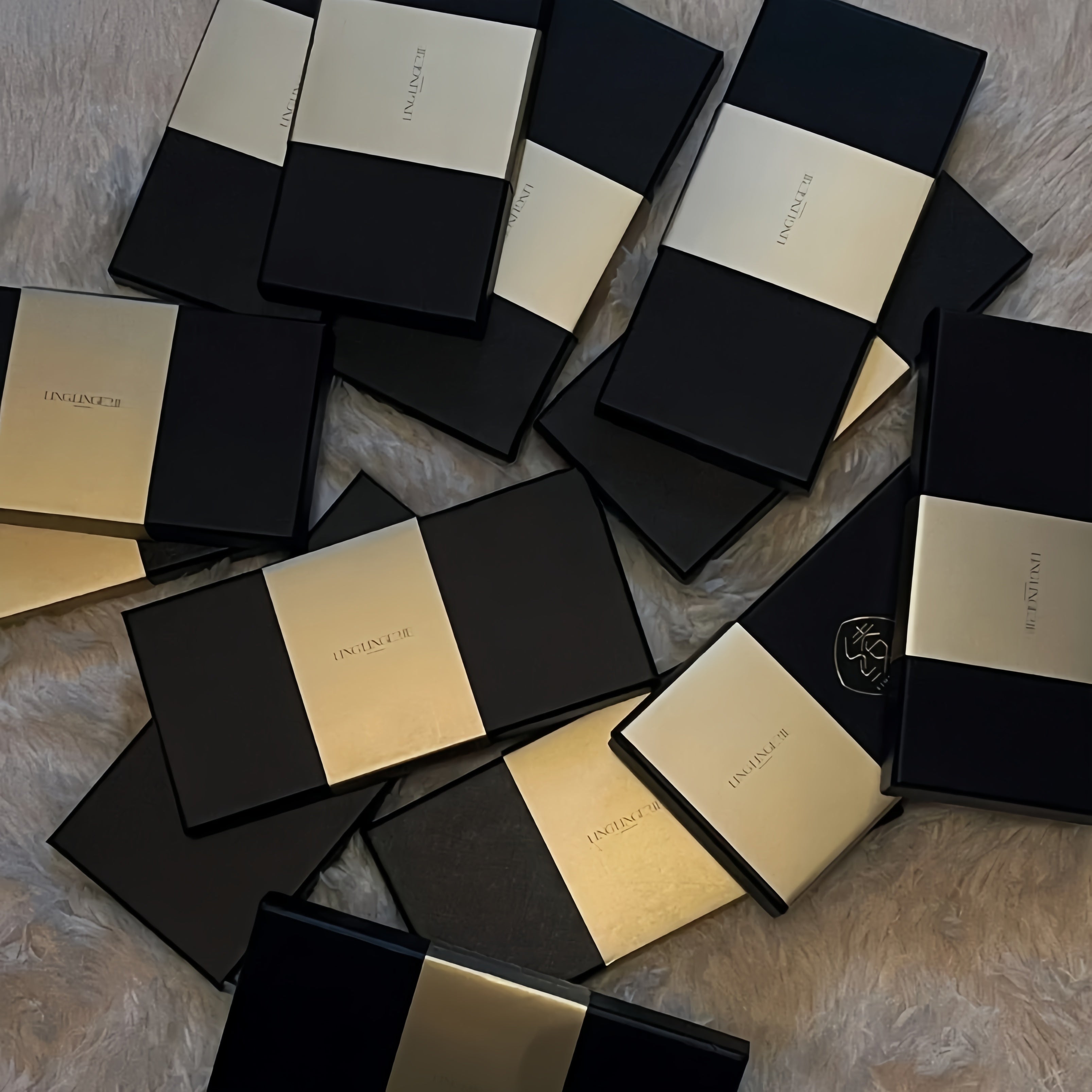 Elegant packaging of sheer nylon tights with product label and care instructions, minimal aesthetic design for online retail display.