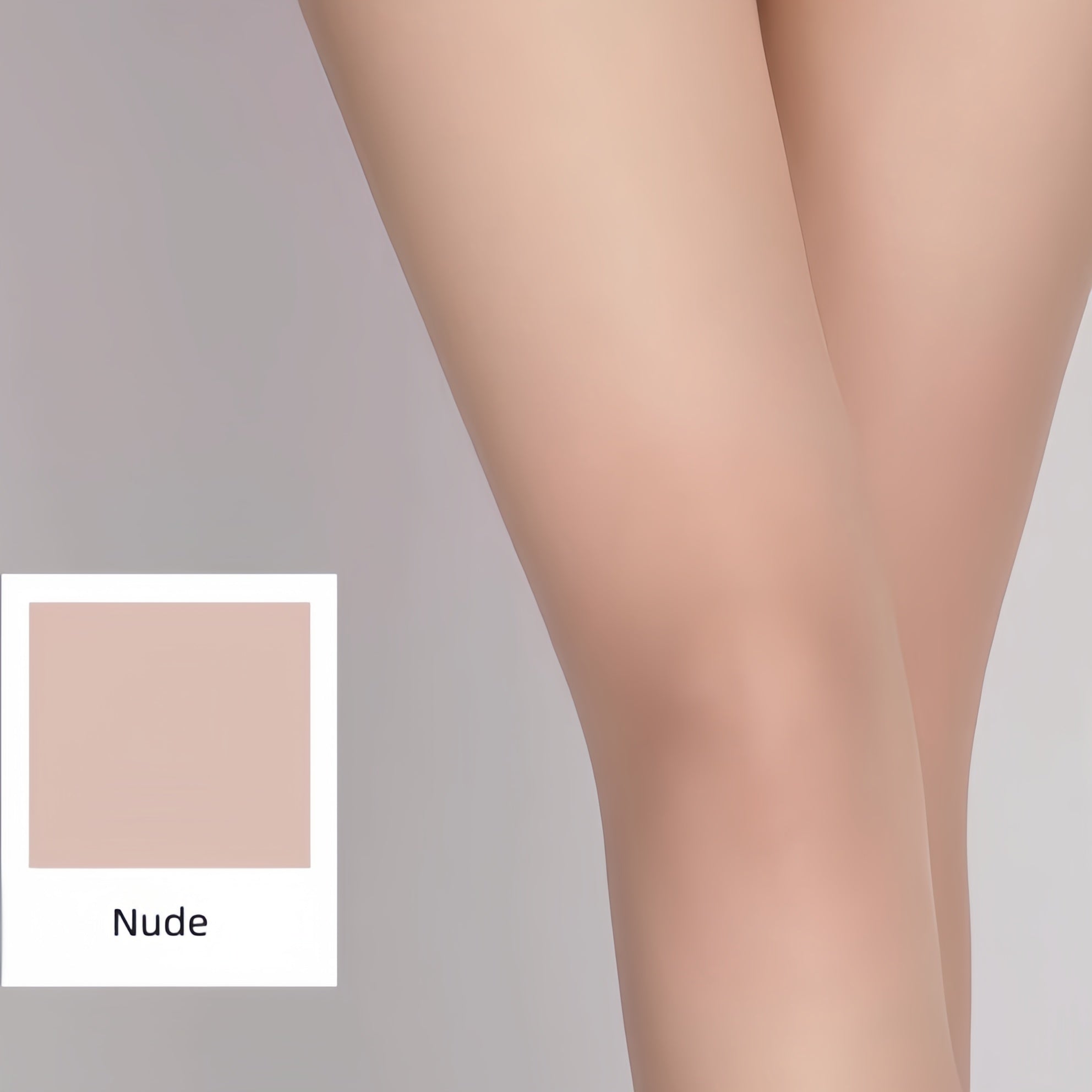 Elegant packaging of sheer nylon tights with product label and care instructions, minimal aesthetic design for online retail display.