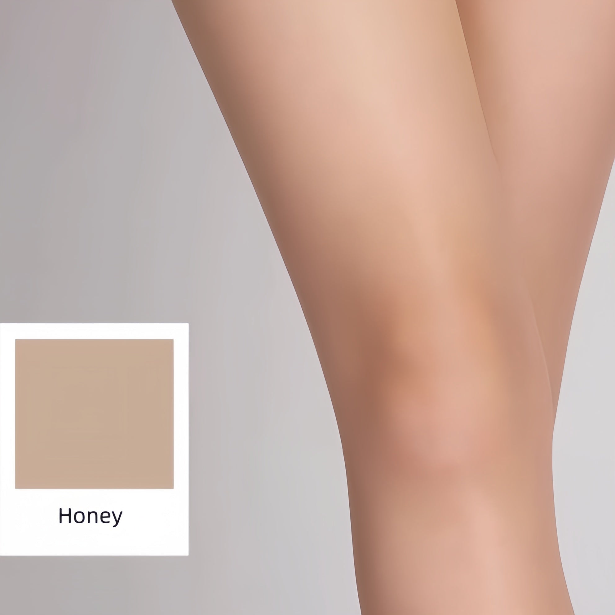 Elegant packaging of sheer nylon tights with product label and care instructions, minimal aesthetic design for online retail display.