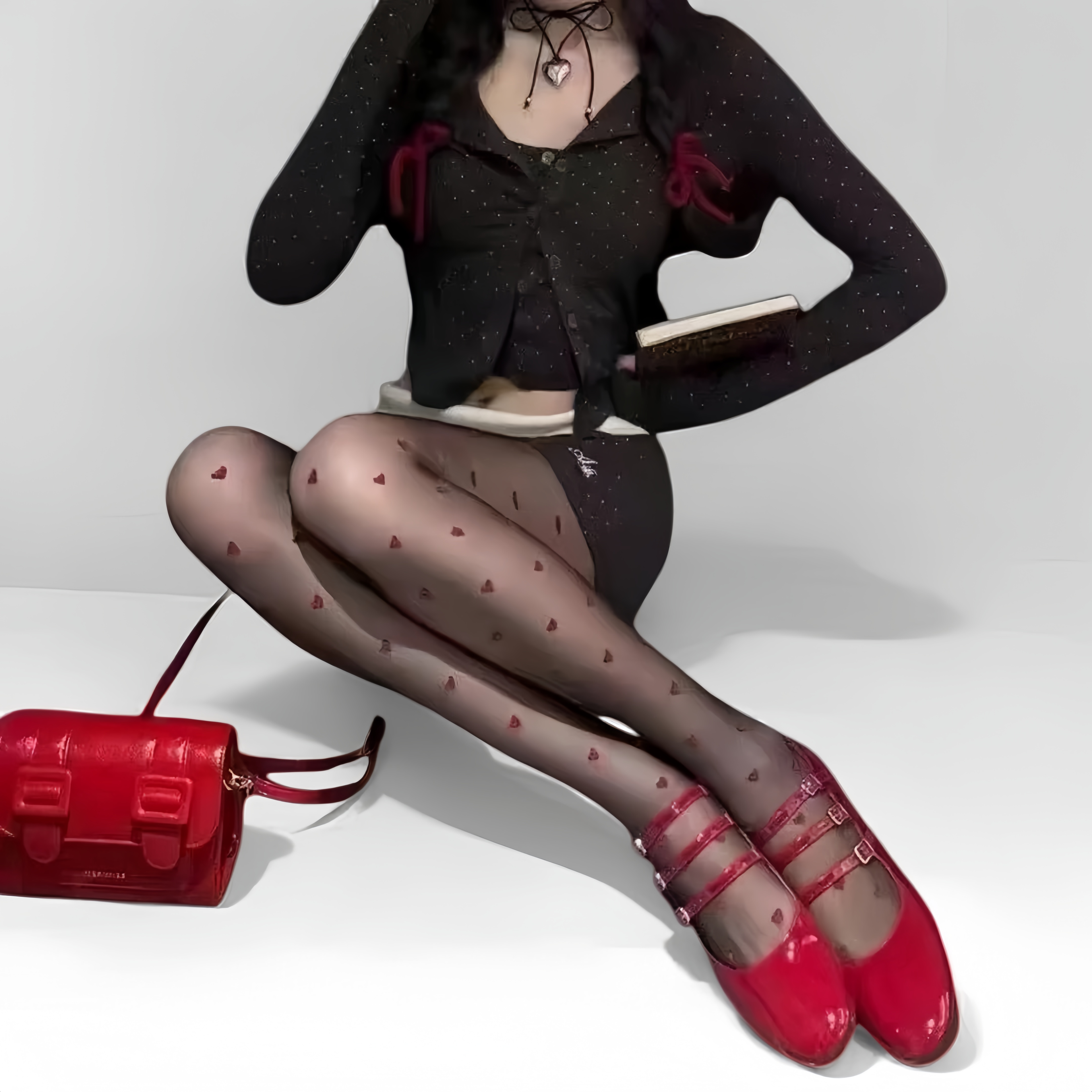 Stylish outfit featuring sheer pantyhose paired with skirt and heels, demonstrating comfort fit and versatile everyday wear.